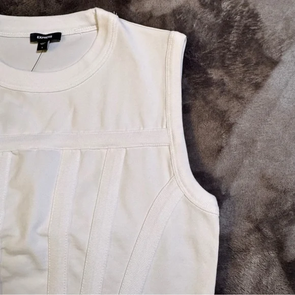 Express Brand New Fitted Crew Neck Corset Tank - White - Size Small - Picture 5 of 14